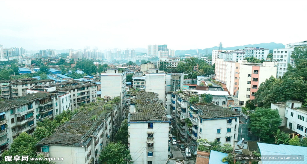 小区清晨城市远景鸽子楼高清合集