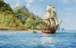 帆船油画