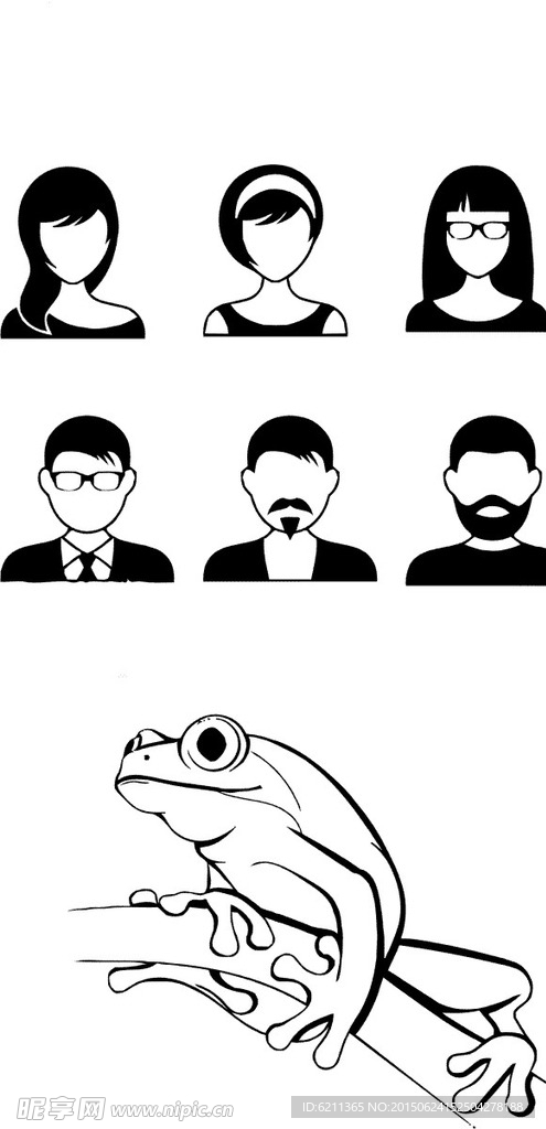 女人男人青蛙剪影