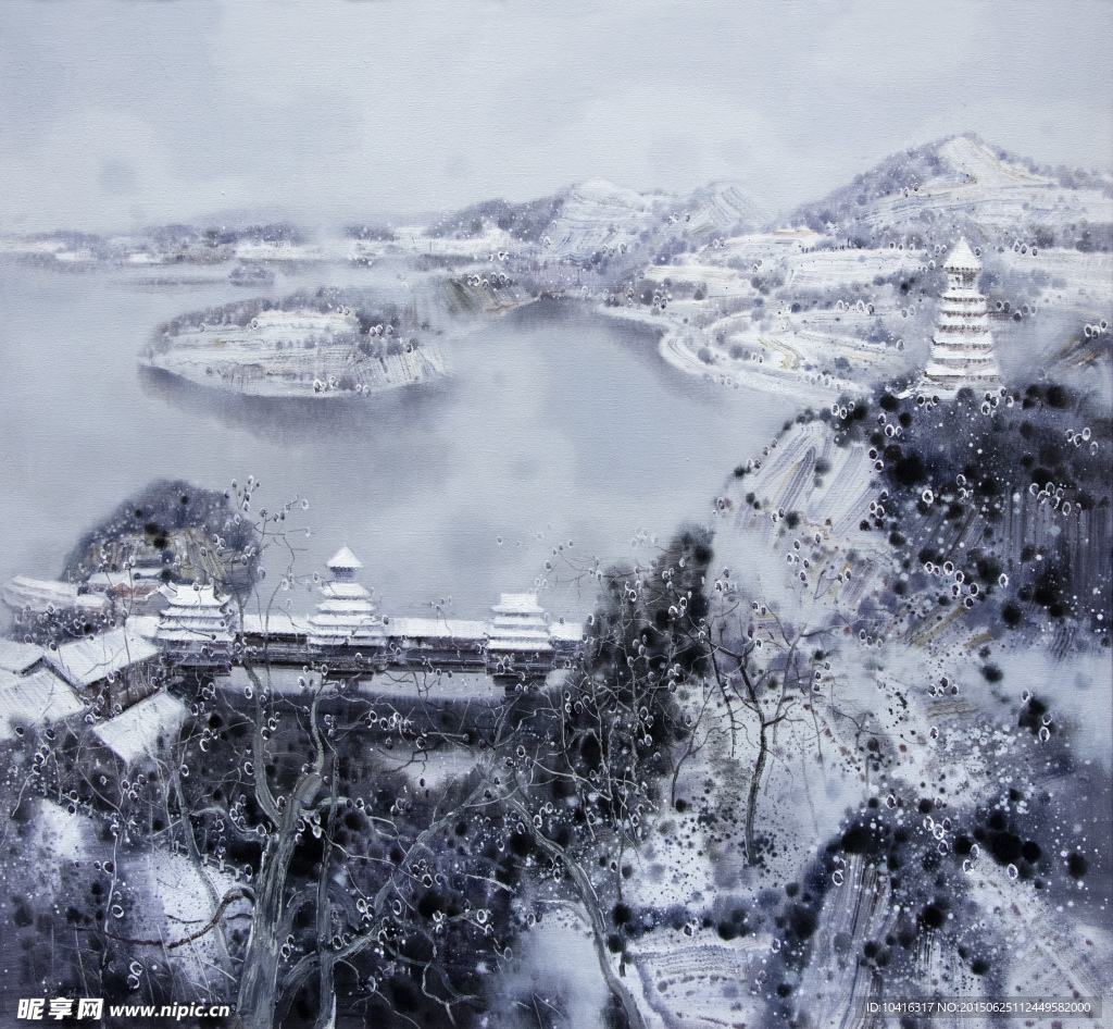 油画 江南春雪