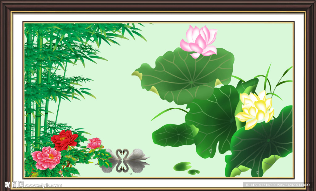 荷花壁画