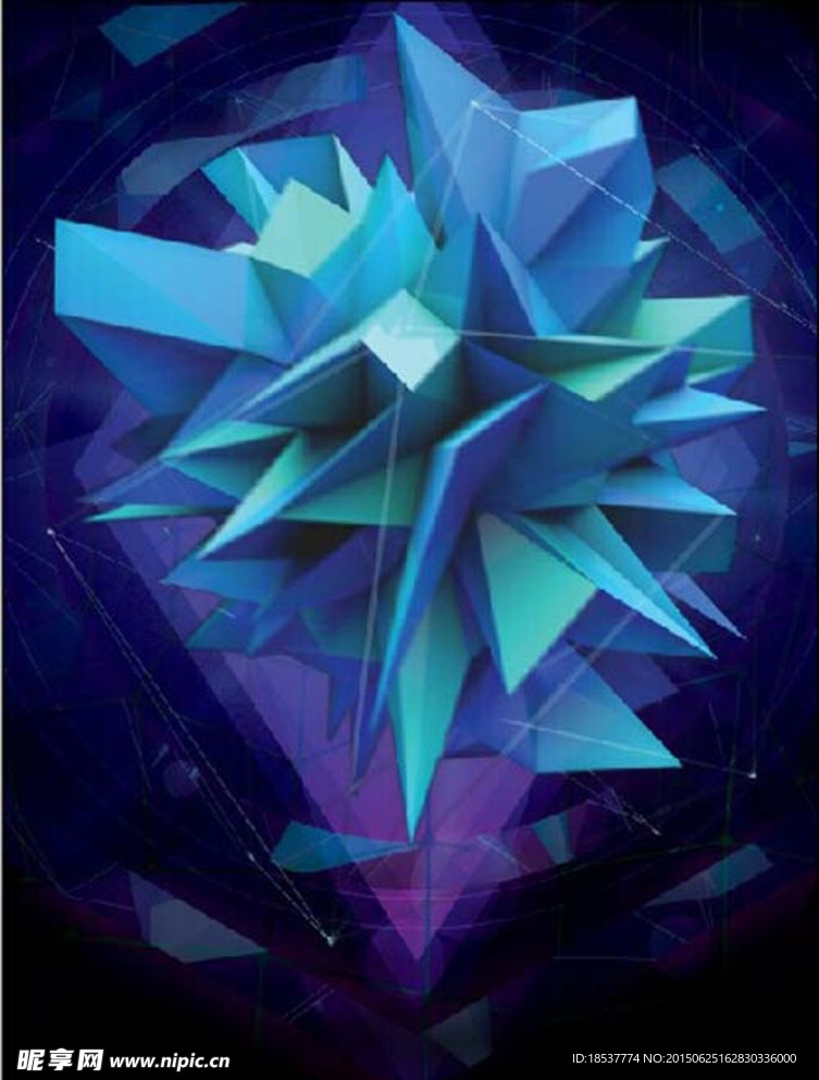 蓝色立体多边形背景