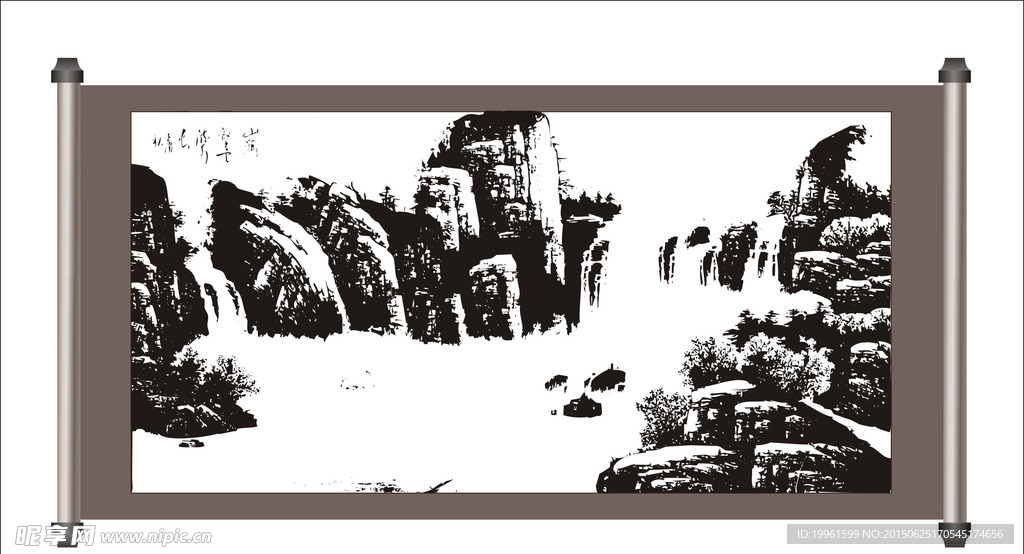 国画 矢量图 山水