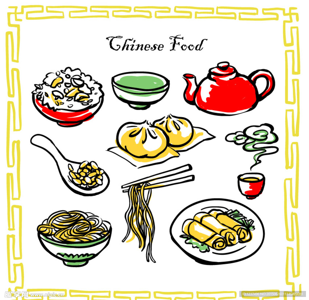手工绘制中国食品