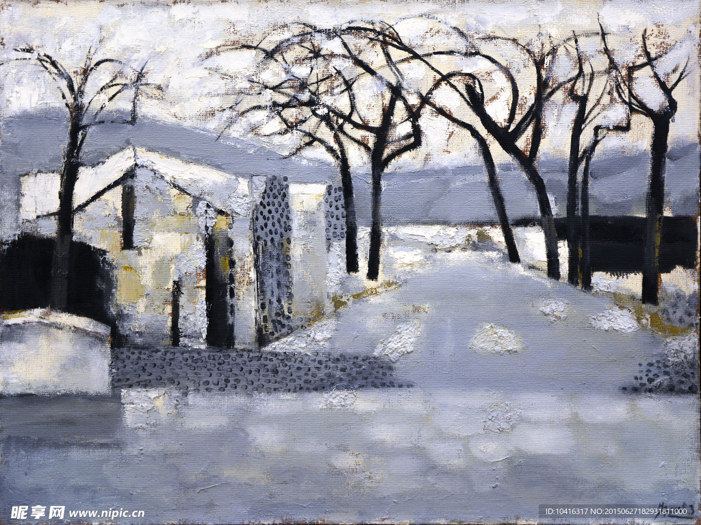 油画 雪