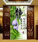 幽静绿色清新山水静怡玄关装饰画