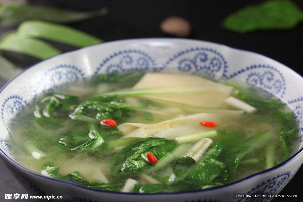 鸡汤豆筋小白菜