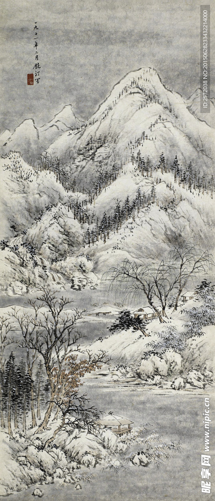 山中雪景