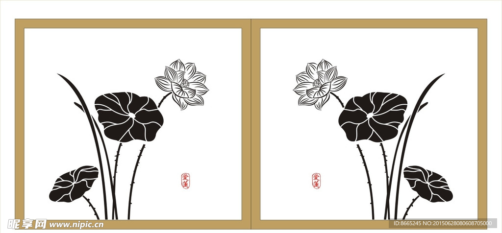 荷花无框画