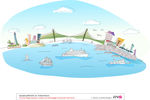 海边城市矢量插画