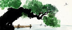 河岸仙鹤图
