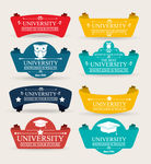 彩色大学校园标签矢量图