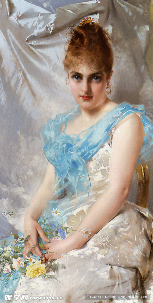 油画美女