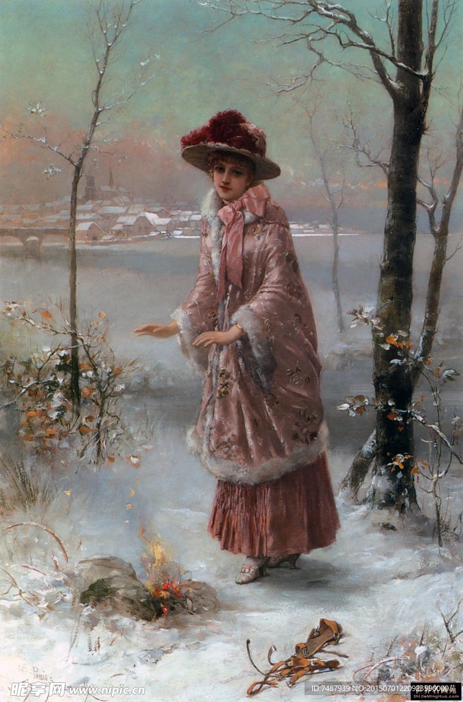 油画美女