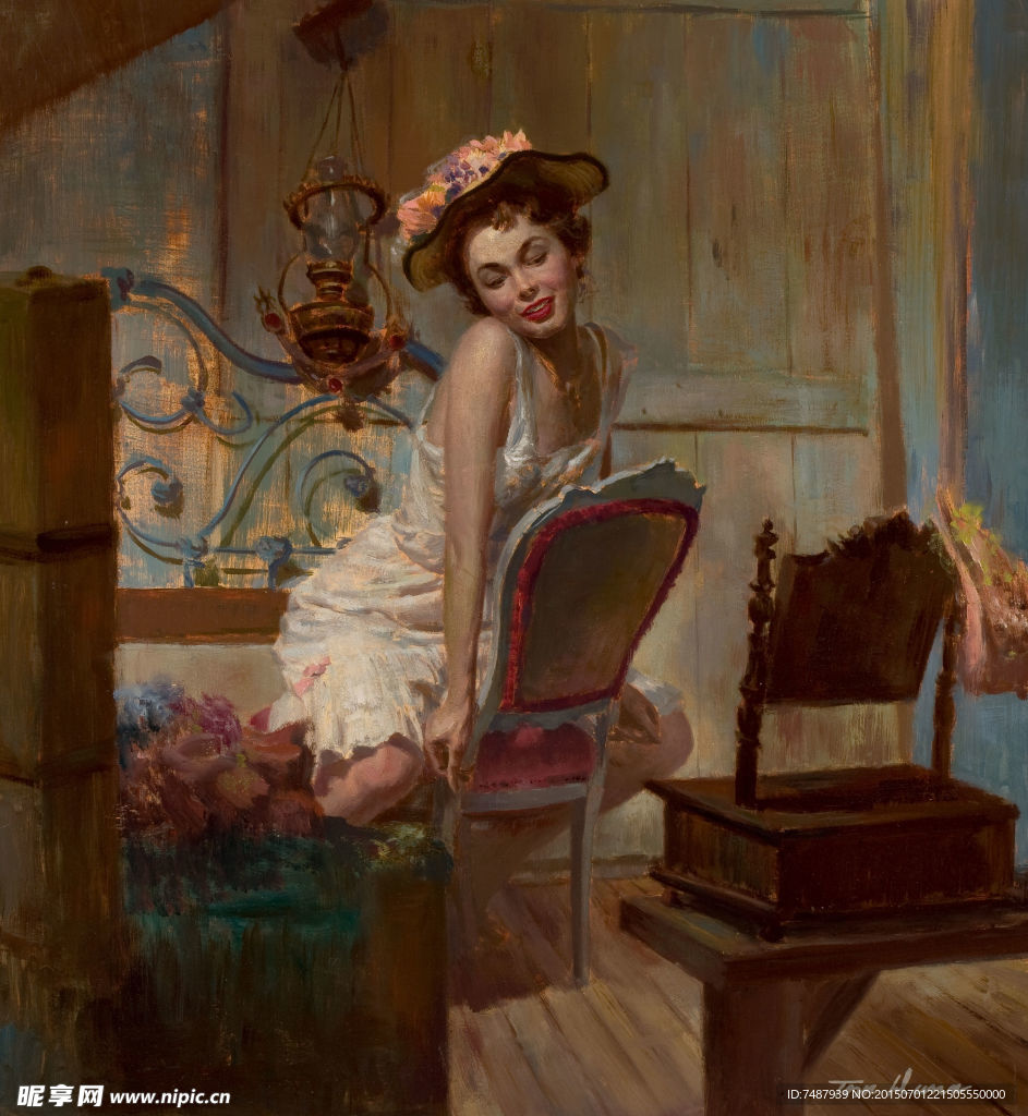 油画美女