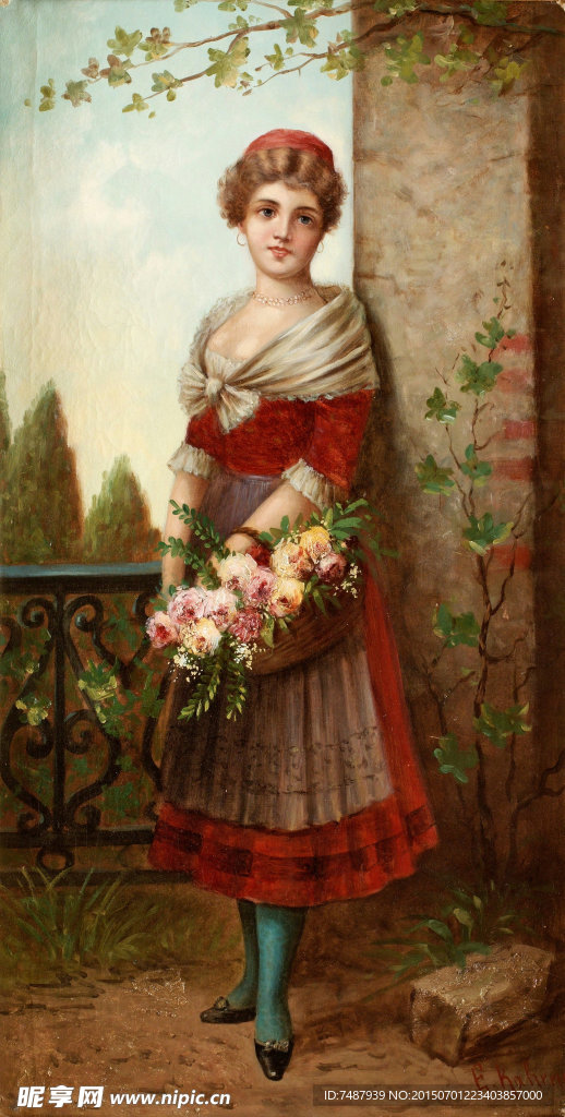 油画美女