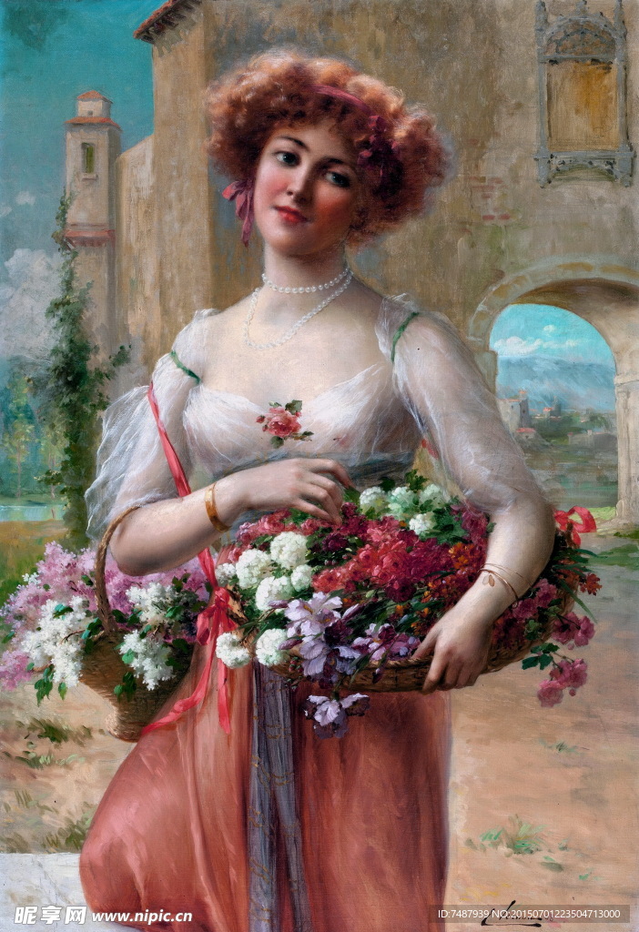 油画美女