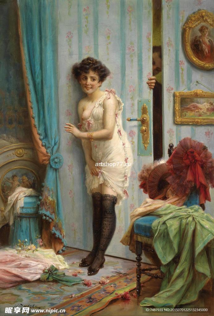 油画美女