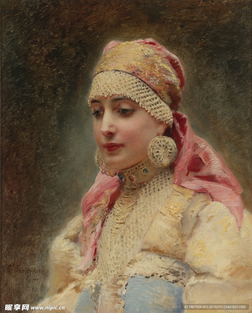 油画美女
