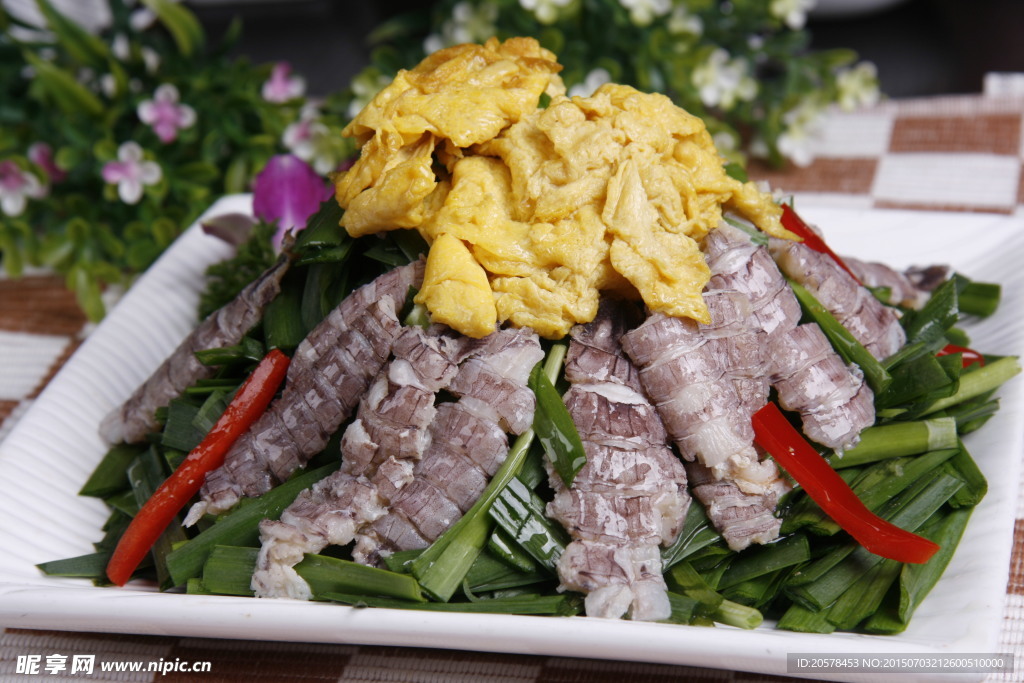 韭菜桂花炒虾爬肉