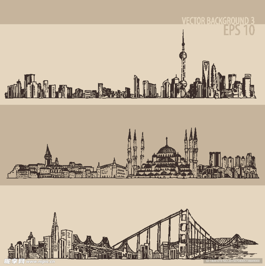 手绘城市风景banner