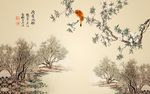 中式山水花鸟图片