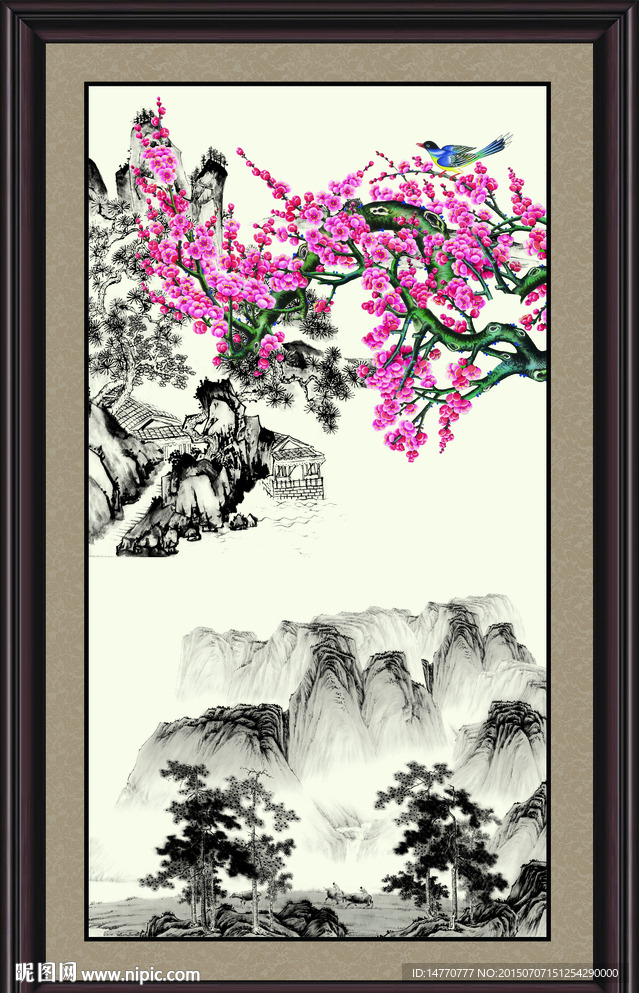 国画梅花花鸟
