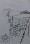 钢笔画山水