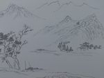线描山水画