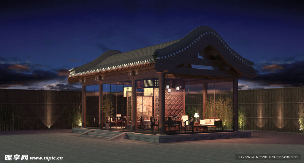 悬山夜景古建