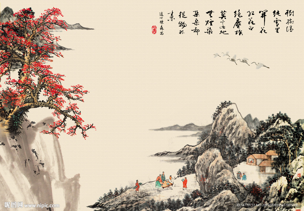 梅花国画壁画