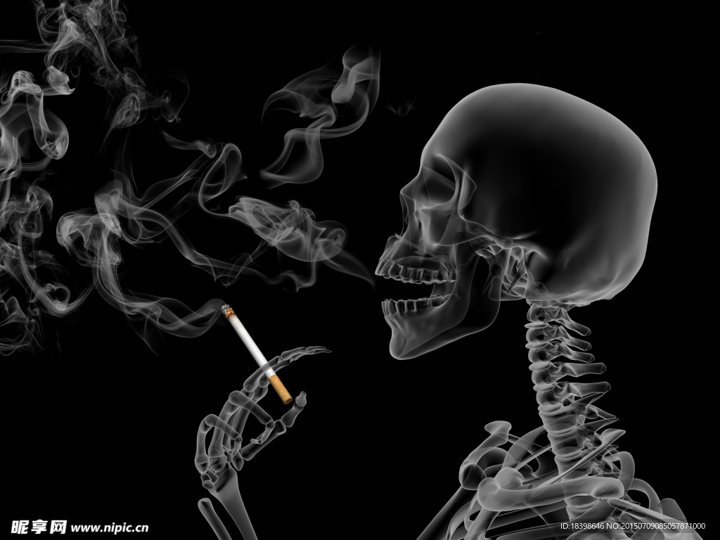 禁止吸烟骷髅头烟雾特效