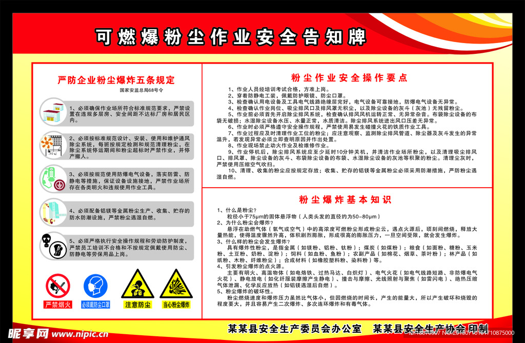 可燃爆粉尘告知牌