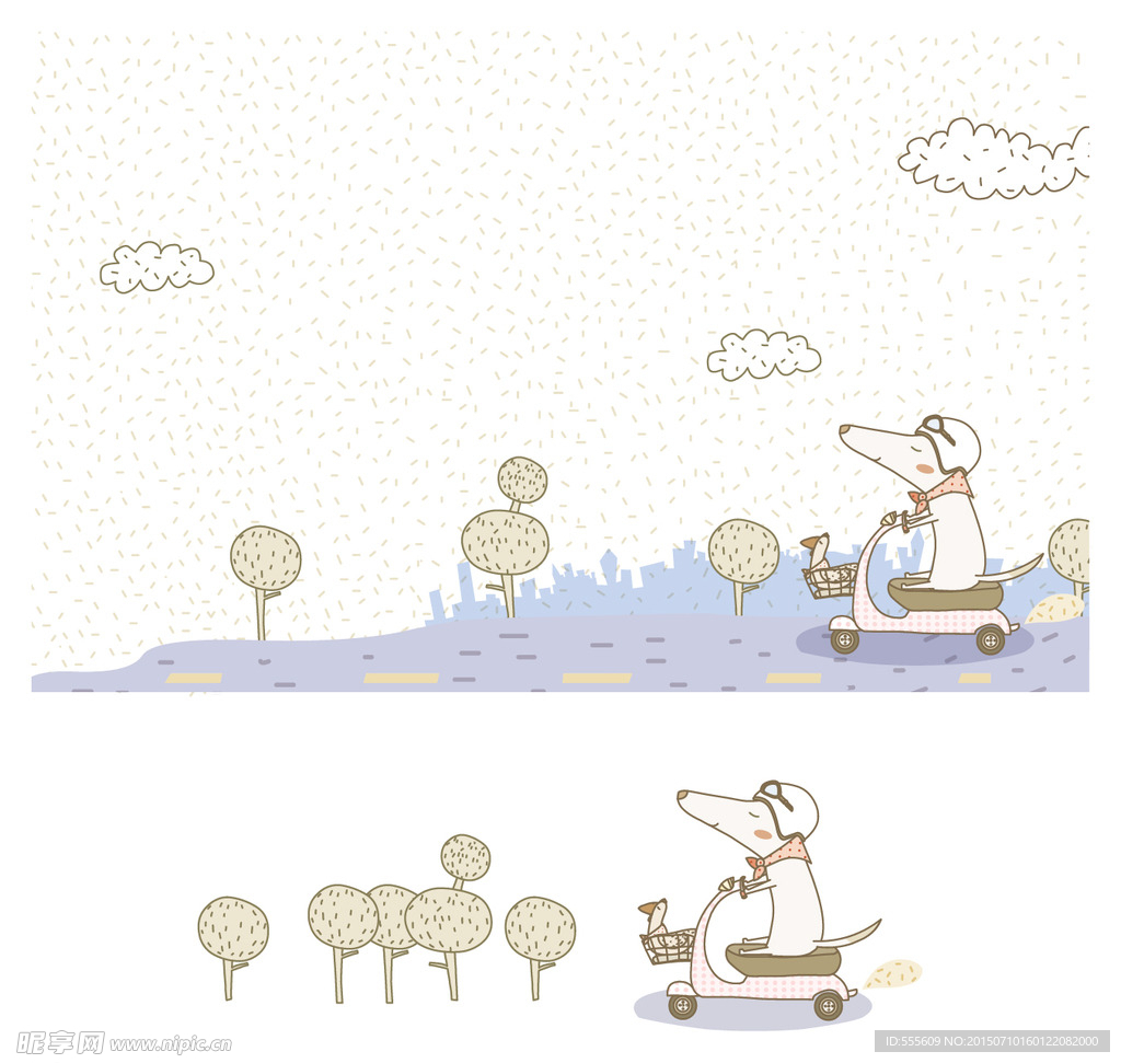 小狗生活插画