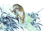 黑白 十二生肖 国画 手绘虎