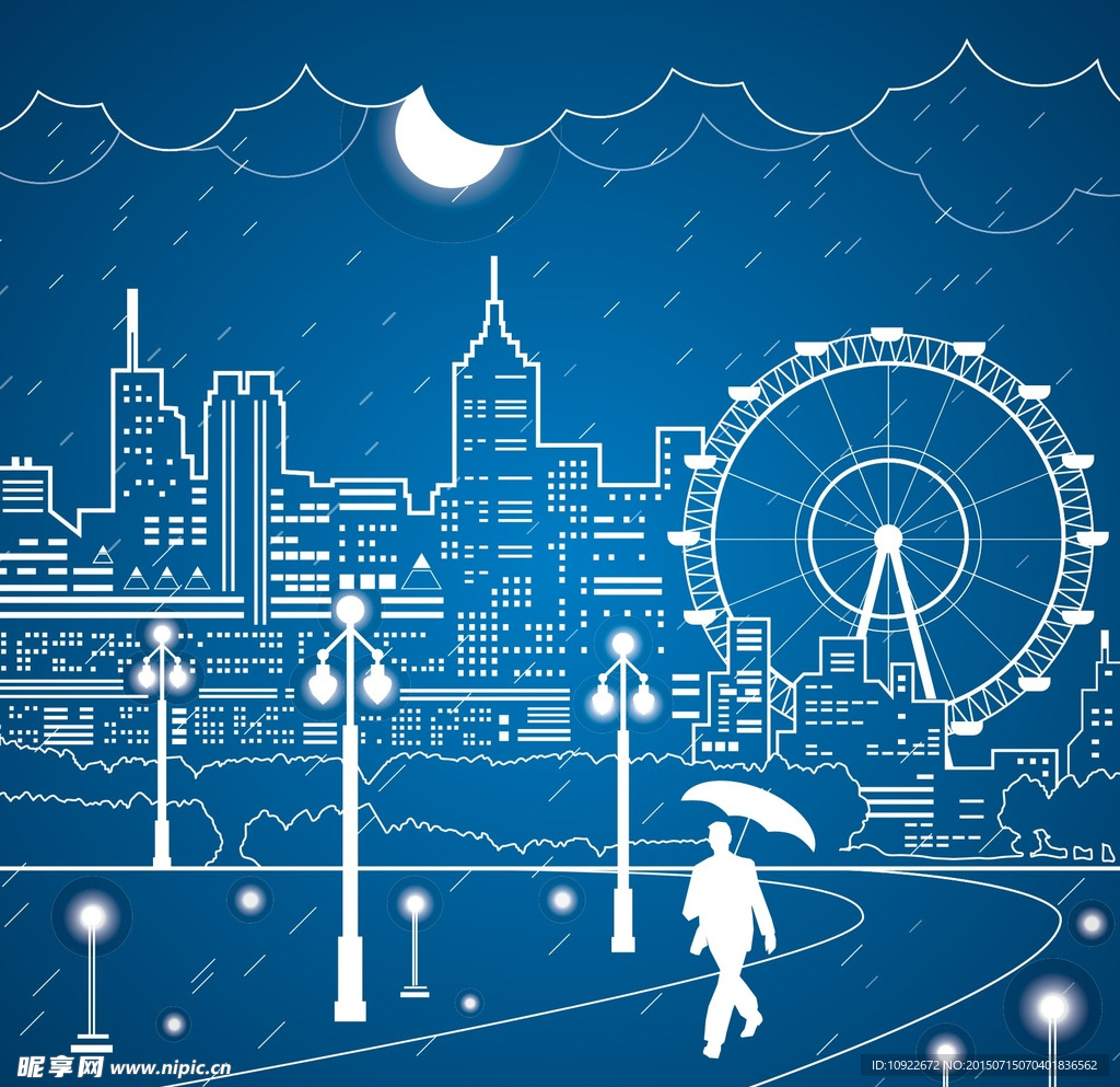 城市 线描摩天轮