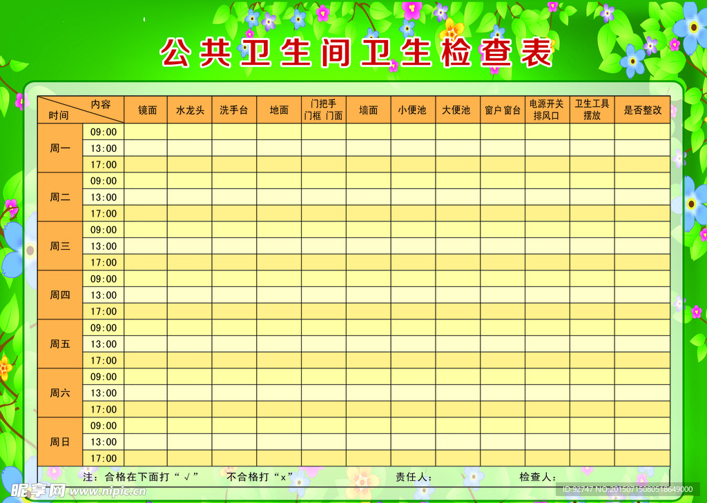 卫生检查表