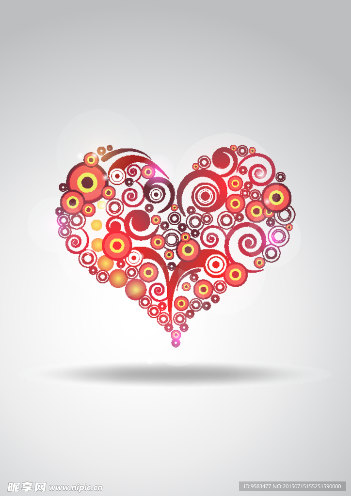 心装饰花纹矢量图