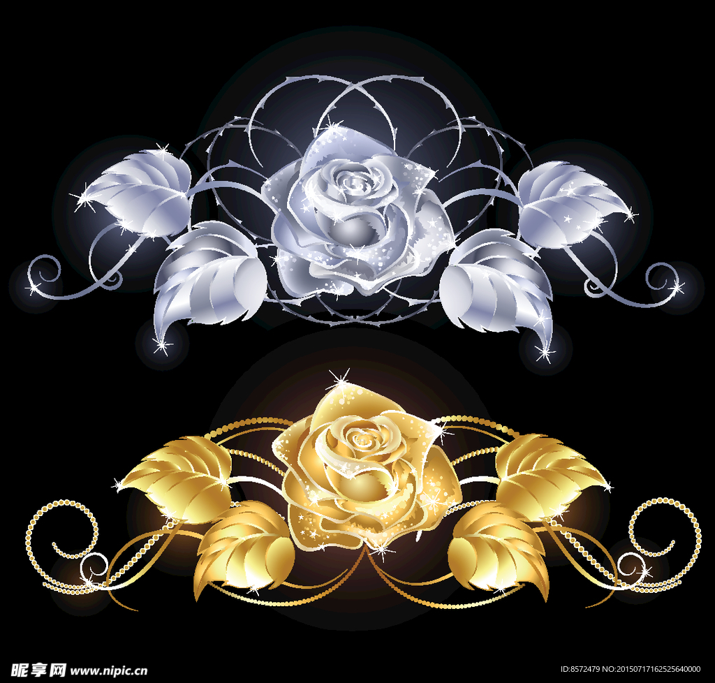 金色银色玫瑰花