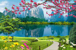 梅花桂山水风景画