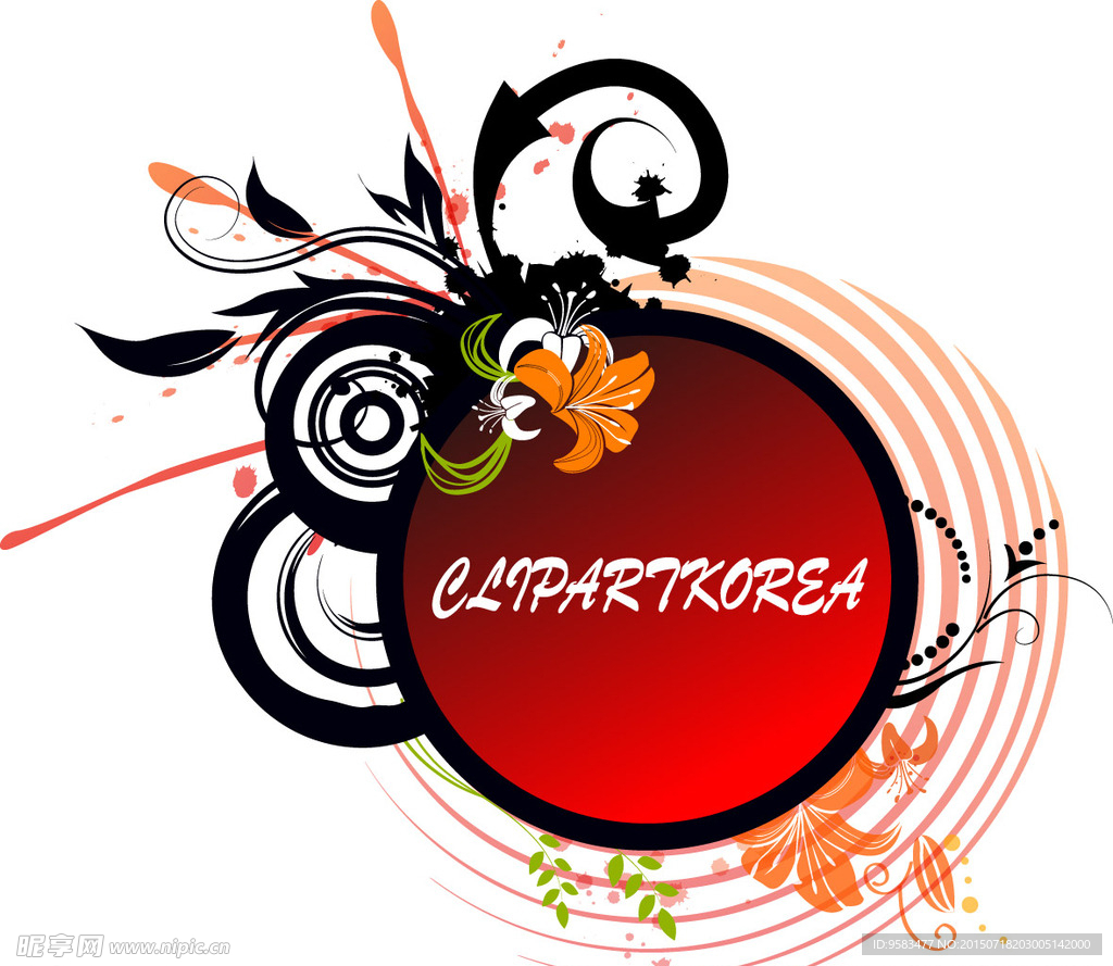 瓶花纹矢量图