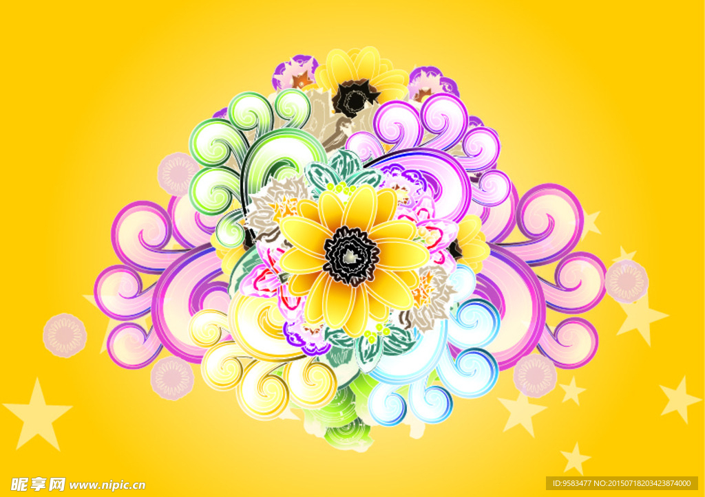 美丽花纹矢量图