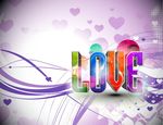 LOVE紫花纹矢量图