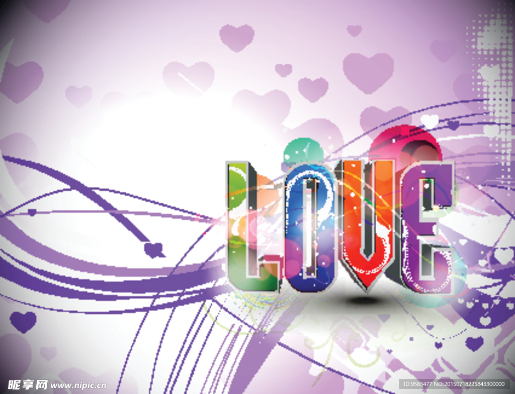 LOVE紫花纹矢量图