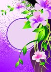 紫花圆框矢量图