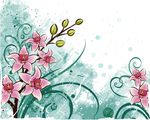 红花绿纹矢量图