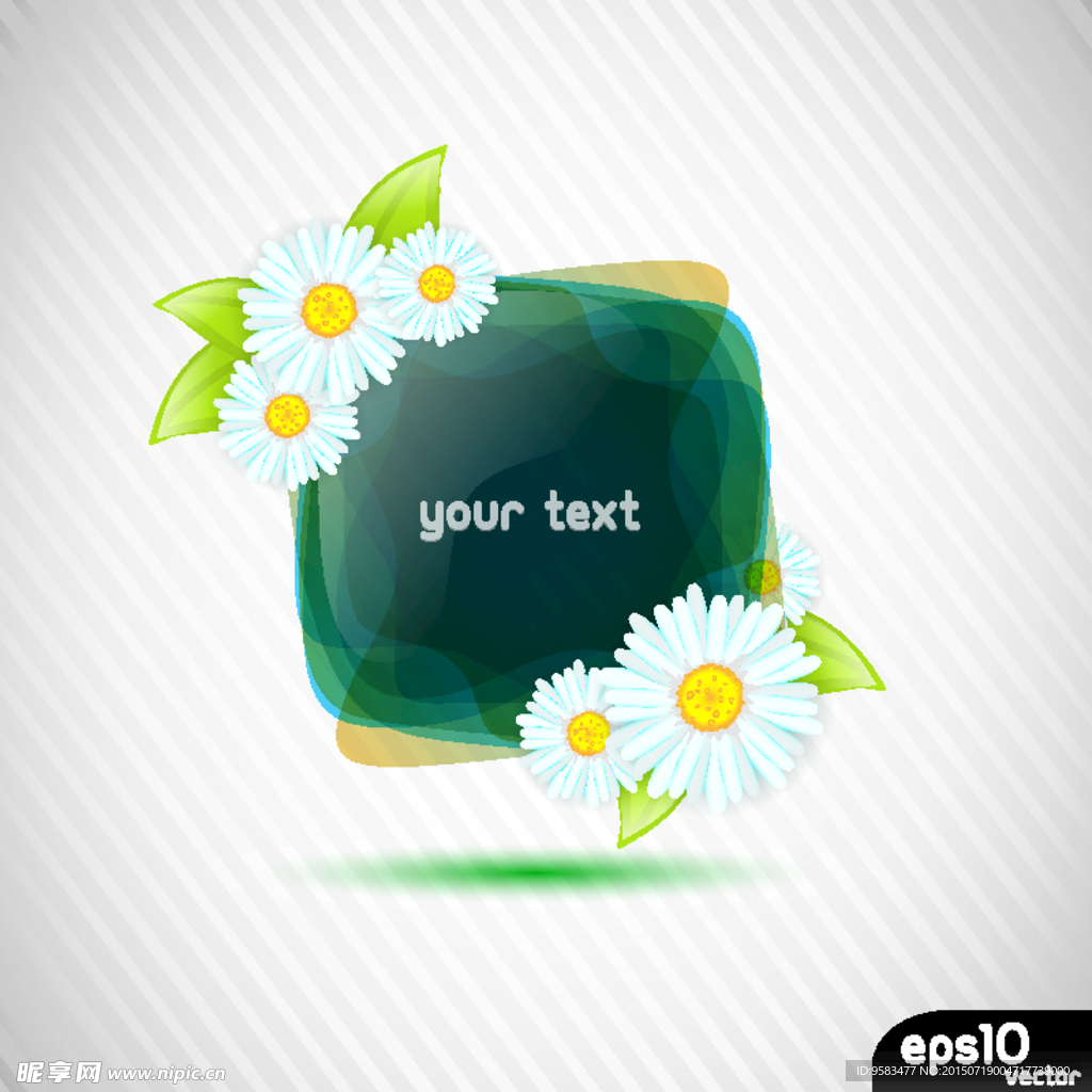 花与绿框矢量图
