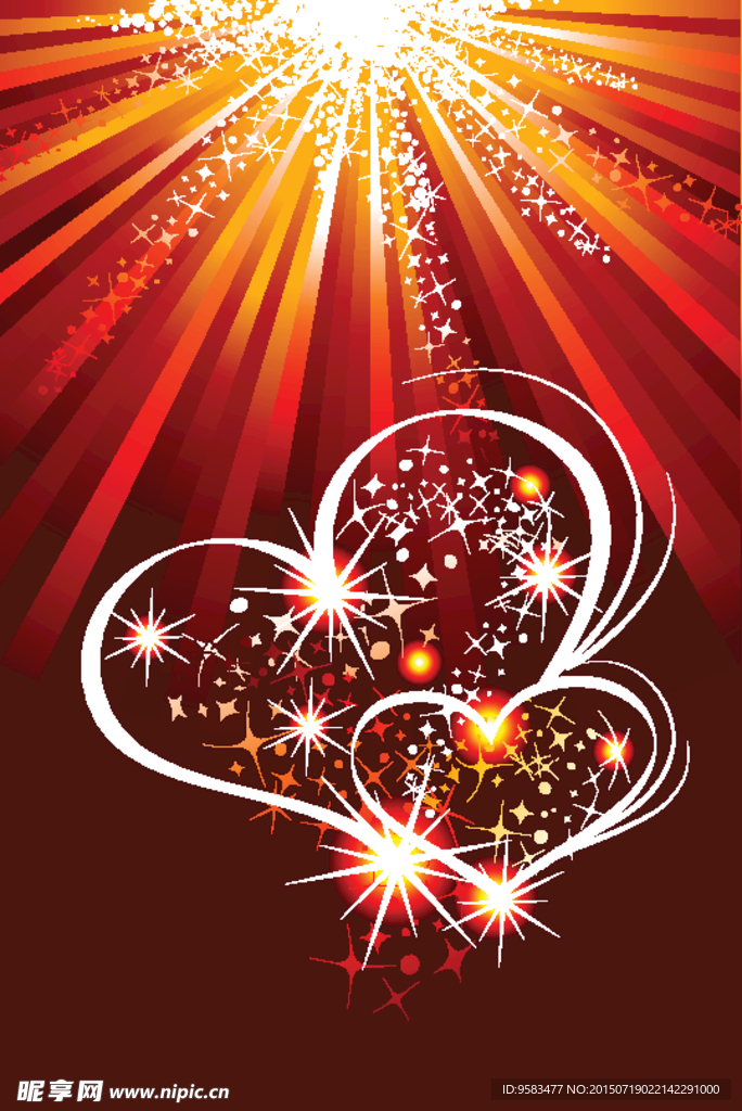 射线星心花纹矢量