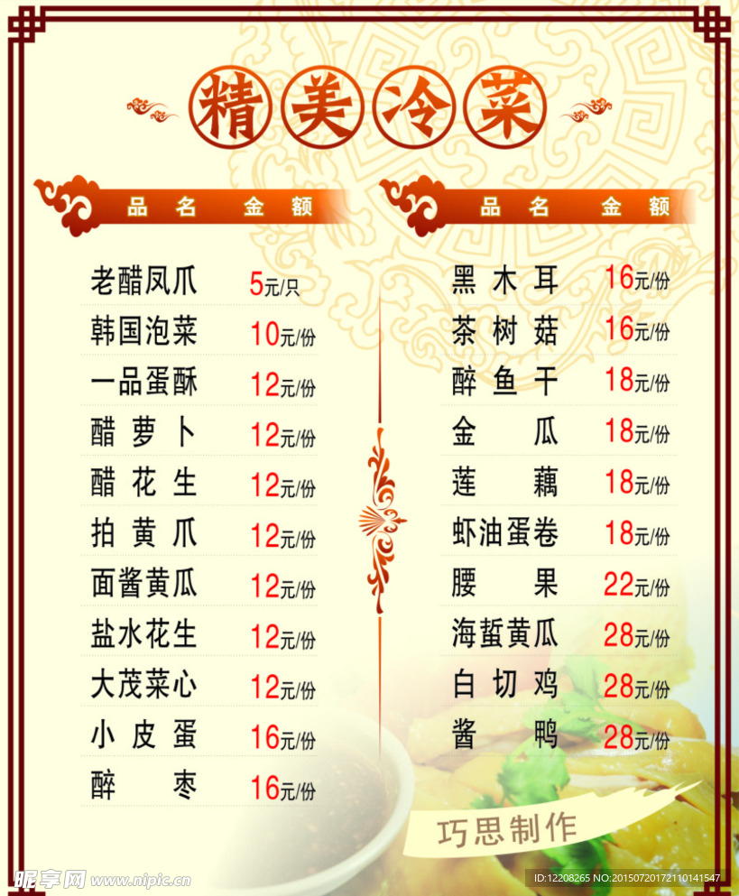 价目表