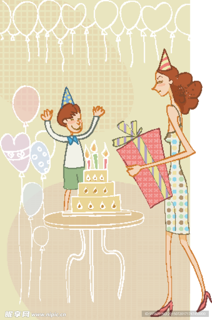居家女人给孩子过生日